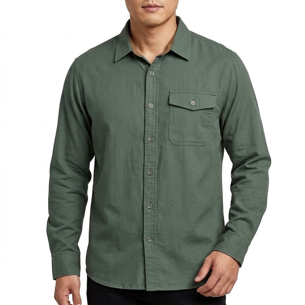 CQR Green Cotton Long Sleeve Button Up Shirt Size L